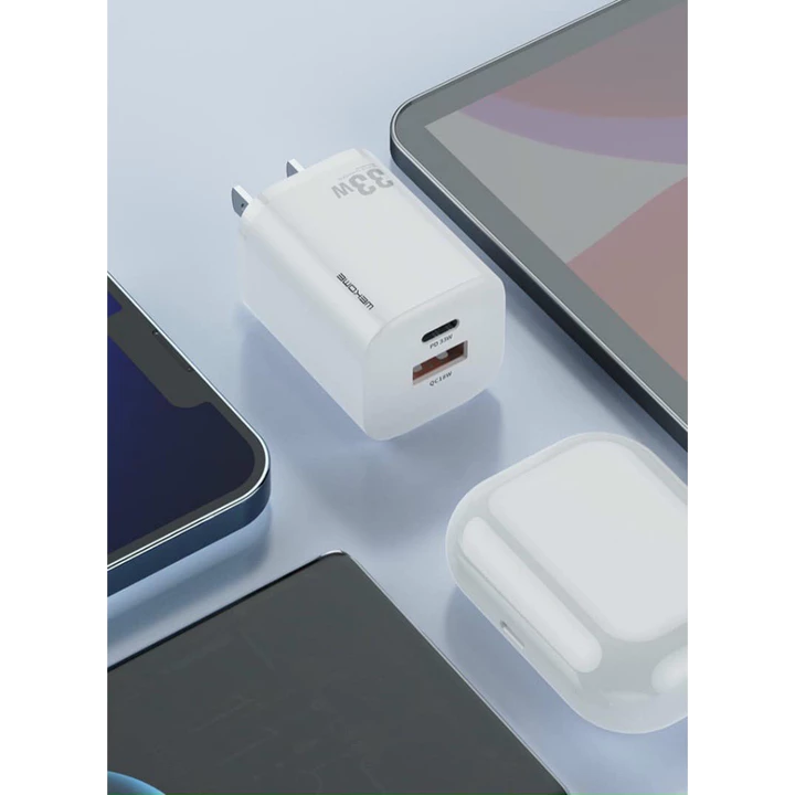 Bộ Sạc Nhanh Wk U140 gồm 2 Cổng sạc Nhanh TypeC-USB, Hỗ Trợ Sạc Nhanh PD 33W và QC 3.0 Chống Nóng Sạc Nhanh – 3