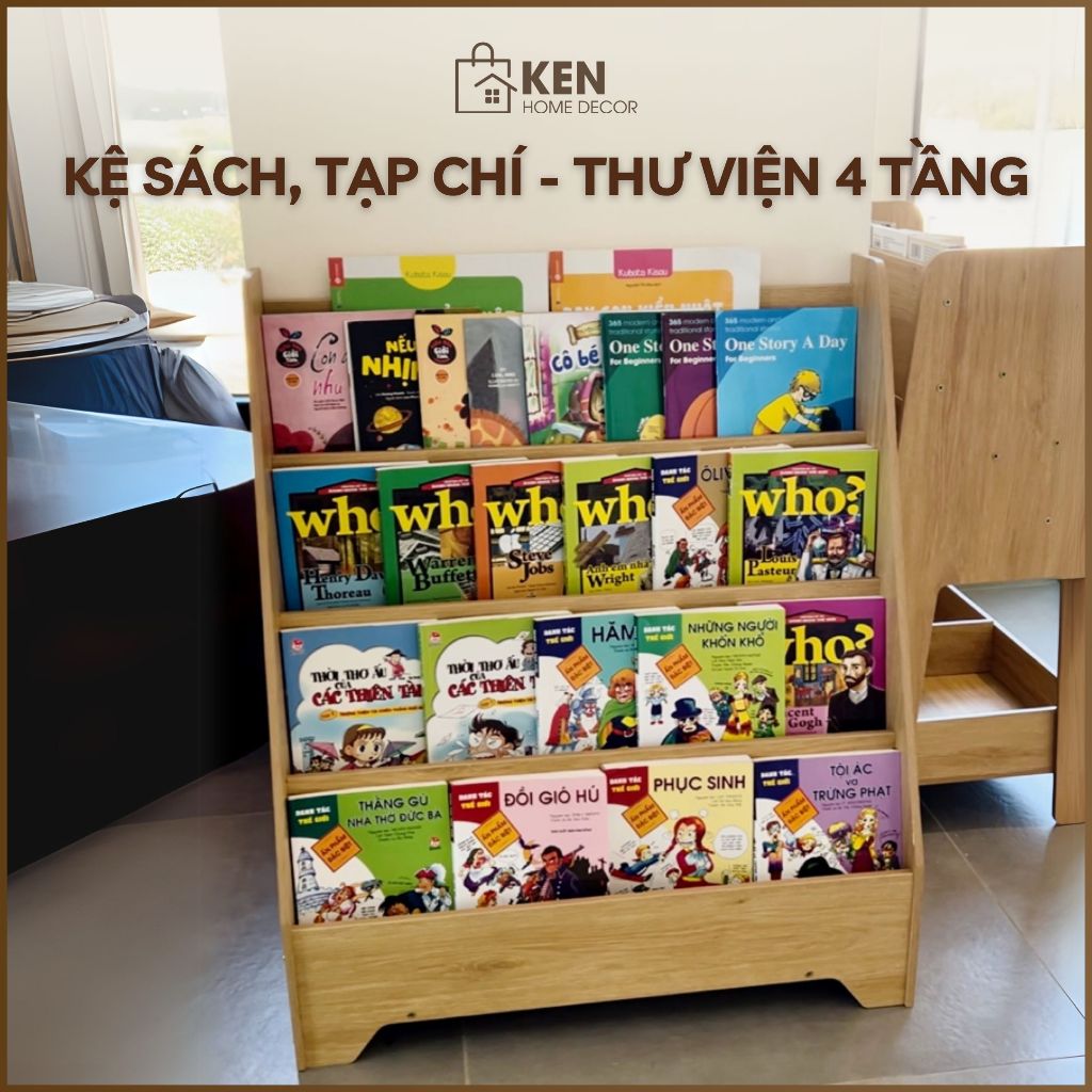 Kệ Tạp Chí, Kệ Đựng Tờ Rơi, Catalog. Kệ Sách 4 Tầng Ken Home Decor Gỗ ...