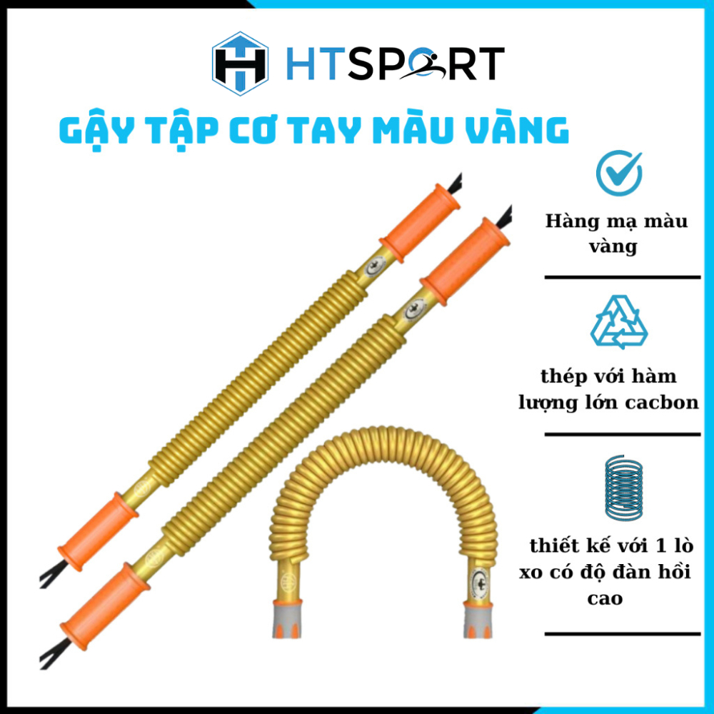 Gậy bẻ tập cơ tay màu vàng mức lực 70kg, 80kg, 90kg, 100kg thanh lò xo tập ngực vai luyện tập thể thao.