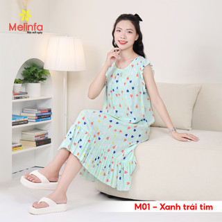[XẢ KHO GIÁ SỐC] Váy đầm ngủ ba lỗ mặc nhà vải Cotton lụa tự nhiên thoáng mát, đầm ngủ bigsize mã MEV0573