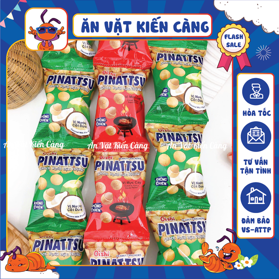 [DÂY 10 GÓI] Snack Đậu Phộng Pinattsu Oishi 3 Vị Cốt Dừa, Mực Cay, Tảo ...