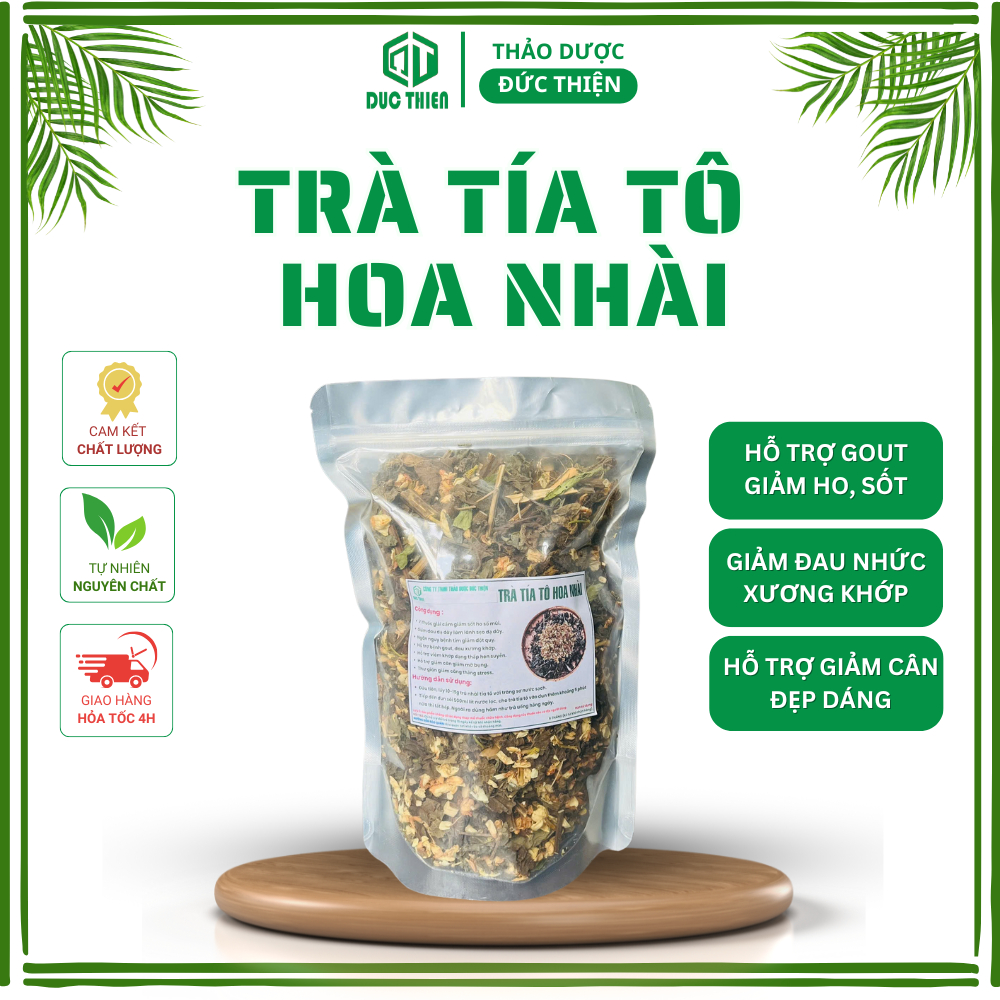 Trà Tía Tô Hoa Nhài Đức Thiện (150g) - Trà Giải Câm, Giảm Sốt, Gút, Giảm Căng Thẳng, Mệt Mỏi