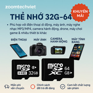 Thẻ nhớ Micro SD TF Card 32GB/ 64GB Class 10 tốc độ cao cho điện thoại, camera, loa Xdobo X8 II,