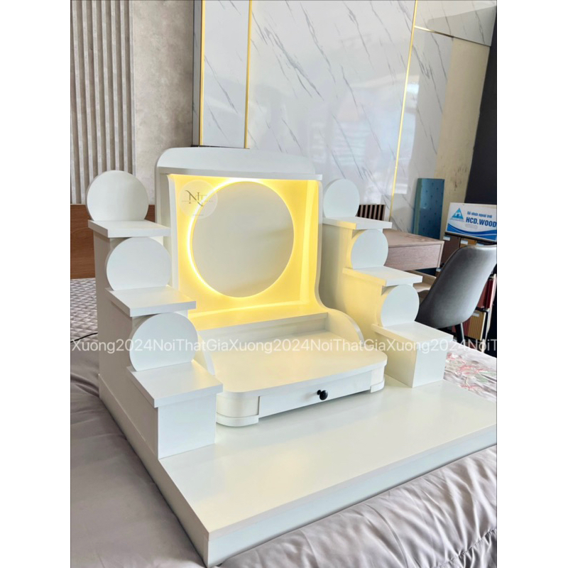 ( Có Đèn Led Sẵn ) TRỌN BỘ BÀN THỜ THẦN TÀI THỔ ĐỊA TRƠN TRÒN