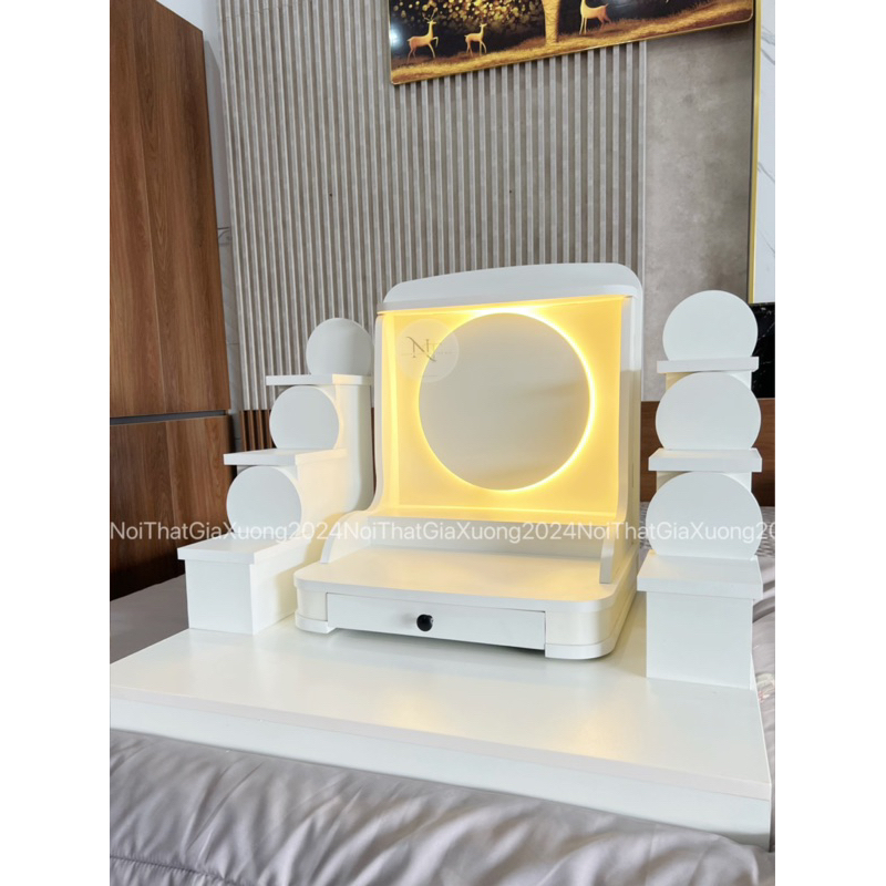 ( Có Đèn Led Sẵn ) TRỌN BỘ BÀN THỜ THẦN TÀI THỔ ĐỊA TRƠN TRÒN