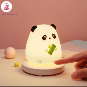Đèn Ngủ Để Bàn Silicon Có Đế Gấu Trúc, Ánh Sáng Vàng Ấm, 3 Chế Độ Sáng MEILI STORE