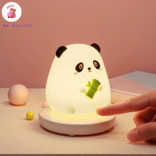 ( TẶNG ĐÈN NGỦ CẮM TƯỜNG) Đèn Ngủ Để Bàn Silicon Có Đế Gấu Trúc, Ánh Sáng Vàng Ấm, 3 Chế Độ Sáng MEILI STORE