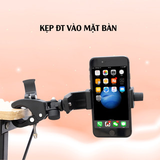 Đầu Nối Lò Xo Kẹp Điện Thoại Đa Năng - Kẹp Bàn, Thanh Ngang, Gắn Chân Đèn Livestream