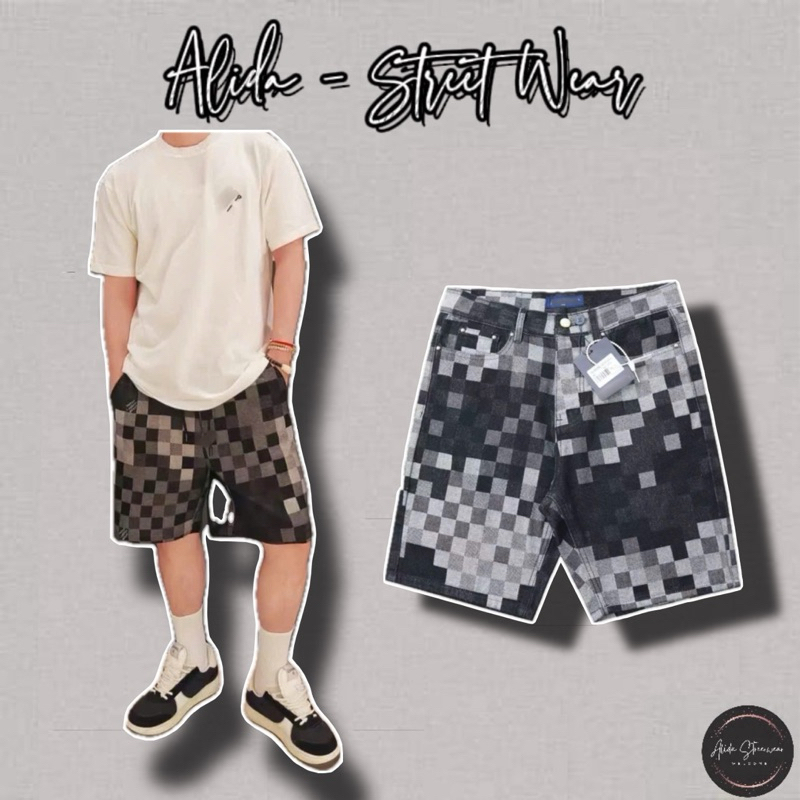 ⚡️[Hight Quality] Quần Đùi Shorts Denim 1-\/ Da1mer Ready To Wear - Điểm Nhấn Logo Caro Đen Xám Cao Cấp Nam Nữ