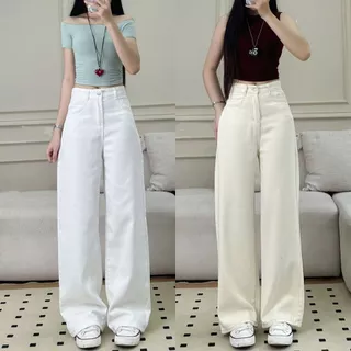 Quần Jeans Ông Suông Trơn 247store nhiều màu tôn dáng cạp cao