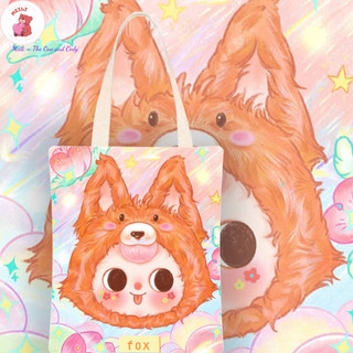 Túi Vải Canvas BB3 Đầu Cáo -lớn- Túi Tote Đi Học Dạo Phố Dễ Thương MEILI STORE