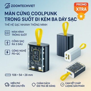 Sạc Dự Phòng 30000mah Trong Suốt Sạc Nhanh 66W/20W Tích Hợp Cáp Sạc Và Cổng Sạc Nhanh ip all phone