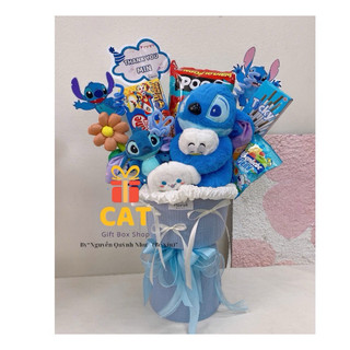 ( hoả tốc HCM ) Bó hoa gấu mix cùng bánh kẹo , Bó hoa bánh kẹo , gấu bông stitch , hoa gấu bông