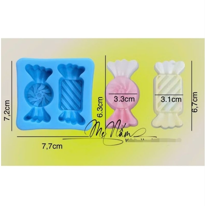 Vỉ khuôn silicon hình 2 viên kẹo lớn