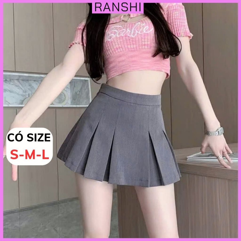 [CÓ SIZE] Chân Váy Xếp Li Tennis Xòe Dáng Ngắn RANSHI Cạp Cao Tôn Dáng Dễ Phối Phong Cách Hàn Quốc