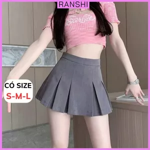 Chân Váy Xếp Li Tennis Xòe Dáng Ngắn RANSHI Cạp Cao Tôn Dáng Dễ Phối Phong Cách Hàn Quốc