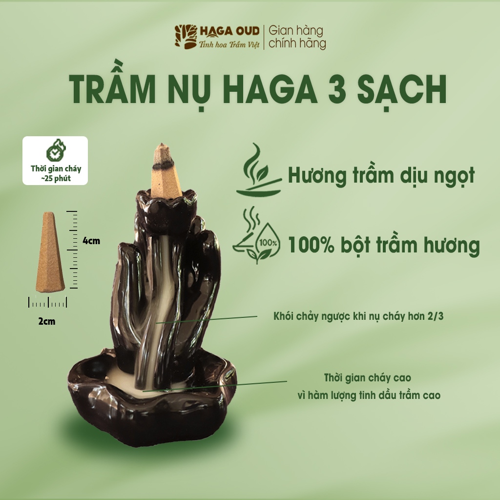 Ảnh [MUA LÀ CÓ QUÀ - HG] NHANG TRẦM NỤ HAGA NGỌT ẤM, XÔNG NHÀ TẨY UẾ, THANH LỌC KHÔNG GIAN, THỜI GIAN CHÁY 25’- 24 NỤ 1