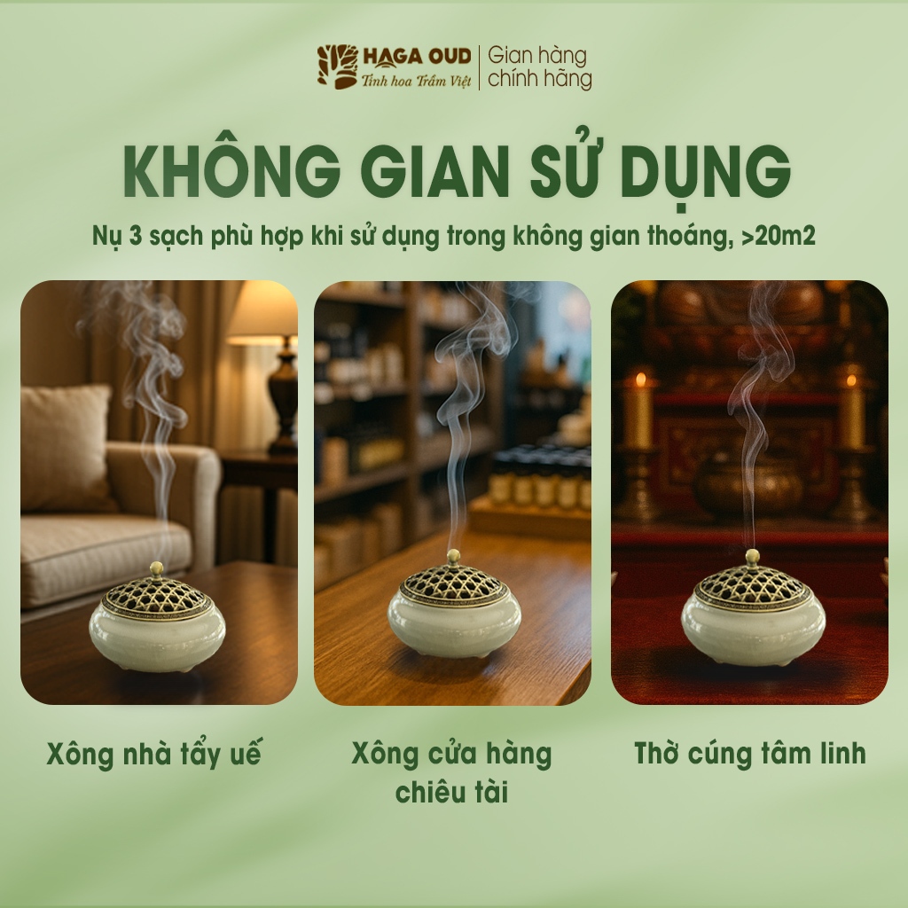 Ảnh [MUA LÀ CÓ QUÀ - HG] NHANG TRẦM NỤ HAGA NGỌT ẤM, XÔNG NHÀ TẨY UẾ, THANH LỌC KHÔNG GIAN, THỜI GIAN CHÁY 25’- 24 NỤ 3