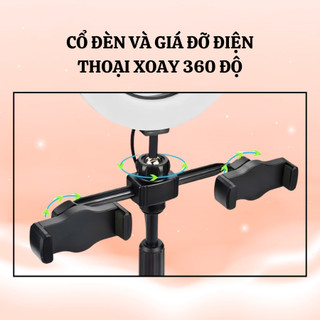 Giá Đỡ Điện Thoại Livestream Để Bàn 2 Kẹp – Hỗ Trợ Quay Video, Make Up, Bán Hàng, Gắn Đèn Trợ Sáng