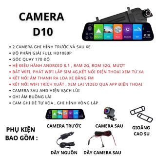 Camera hành trình ô tô Android D10 XETABON kèm bản đồ Vietmap S2 định vị xe xem từ xa cảnh báo tốc độ bảo hành 12 tháng