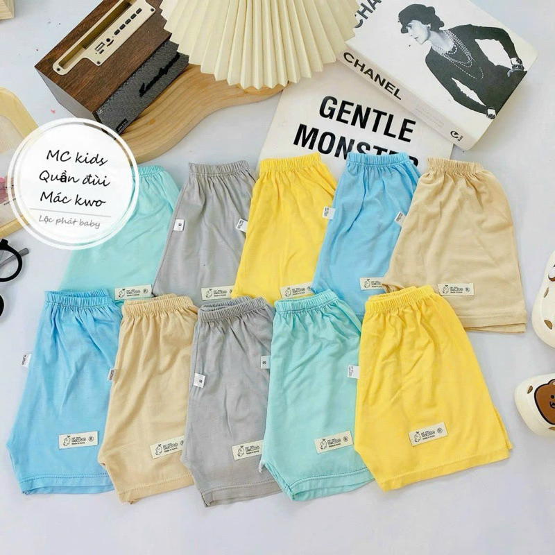 Combo 10 quần đùi Mác Kwoo mềm mịn thấm hút mồ hôi cho bé từ 3-18kg, quần đùi chục thun lạnh