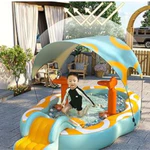 Bể bơi phao cho bé có cầu trượt và mái che nắng, Bể bơi bơm hơi đáy chống trượt an toàn cho bé — ảnh 6