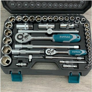 ĐỒ NGHỀ TOTAL Bộ 44 cái socket (1/4+1/2 inch) & cần 2 chiều THT421441 <HÀNG CHÍNH HÃNG>