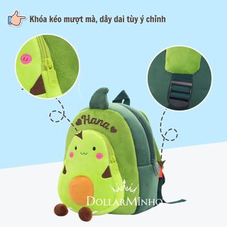 (Thêu Tên) Balo Trái Cây Cho Bé Vải Nhung Mềm, Đi Học Đi Chơi, Gọn Nhẹ Tiện Lợi