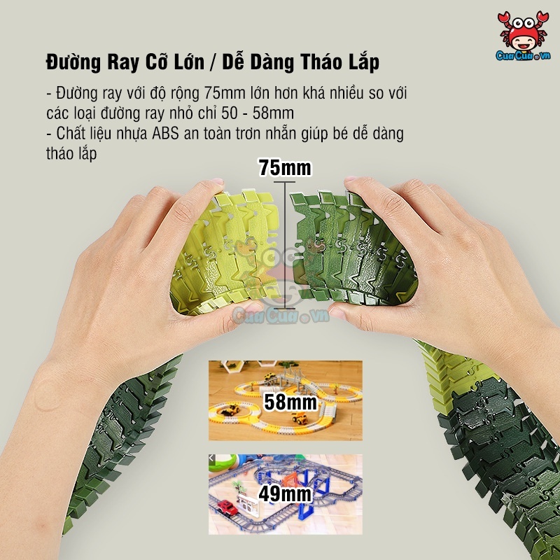 Khủng Long Lắp Ráp Đồ Chơi Lắp Ráp Đường Ray Khủng Long 240 Chi Tiết Cho Bé - Đồ Chơi Cho Bé PUKAPI
