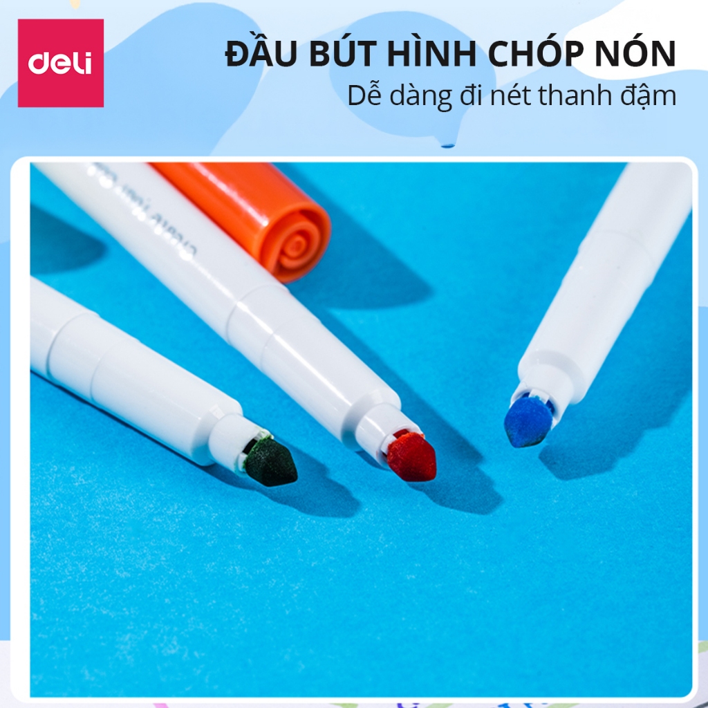 Bút Lông Màu Fiber Pen Deli 20/36 Màu - Màu An Toàn Có Thể Rửa Được Tô Màu Vẽ Tranh Đi Nét Học Sinh