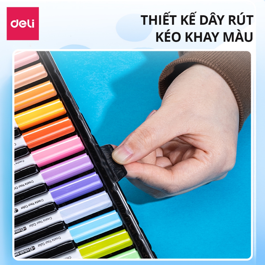 Bút Lông Màu Fiber Pen Deli 20/36 Màu - Màu An Toàn Có Thể Rửa Được Tô Màu Vẽ Tranh Đi Nét Học Sinh
