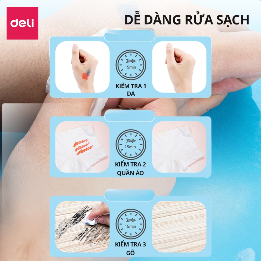Bút Lông Màu Fiber Pen Deli 20/36 Màu - Màu An Toàn Có Thể Rửa Được Tô Màu Vẽ Tranh Đi Nét Học Sinh