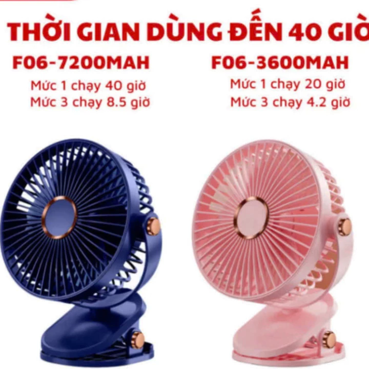 ( HÀNG CHUẨN) Quạt tích điện kẹp bàn mini 5 mức độ có đèn led pin 5000 MHA Và 10000 MHA cao cấp