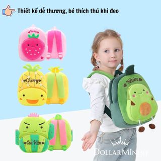(Thêu Tên) Balo Trái Cây Cho Bé Vải Nhung Mềm, Đi Học Đi Chơi, Gọn Nhẹ Tiện Lợi
