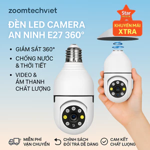Camera Wifi ngoài trời 8 LED Đuôi Bóng Đèn Xoay 360 Độ 3.0Mps - 1080P Yoosee 1080P BẢO HÀNH 12 THÁNG