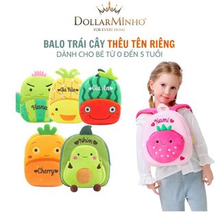 (Thêu Tên) Balo Trái Cây Cho Bé Vải Nhung Mềm, Đi Học Đi Chơi, Gọn Nhẹ Tiện Lợi