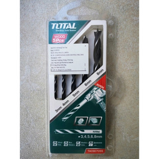 TOTAL Bộ 5 mũi khoan gỗ TACSD7055