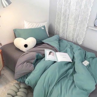 Bộ chăn ga gối cottton tici 4 món chăn thông minh gồm ga giường và 2 vỏ gối, chăn hè đã lót lớp chăn hè mỏng