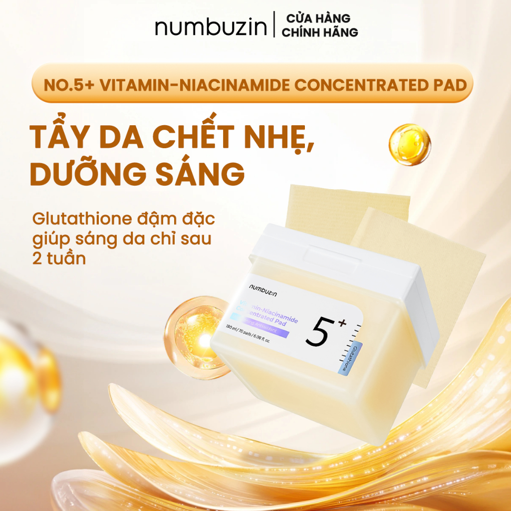 Ảnh Toner Pad Numbuzin No.5+ Vitamin-Niacinamide Concentrated – Làm Sáng Da, Mờ Thâm, Cấp Ẩm (70 Miếng) 1