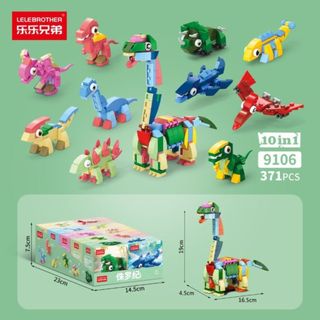 Mô hình đồ chơi lắp ráp 10in1 mini 3D các hình động vật,xe cứu hỏa,xe tăng,xe cảnh sát,tàu thủy,máy bay HT Toys