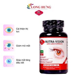 Viên uống Olympian Labs Nutra - Vision With Lutein & Bilberry hỗ trợ tăng cường thị lực (30 viên)