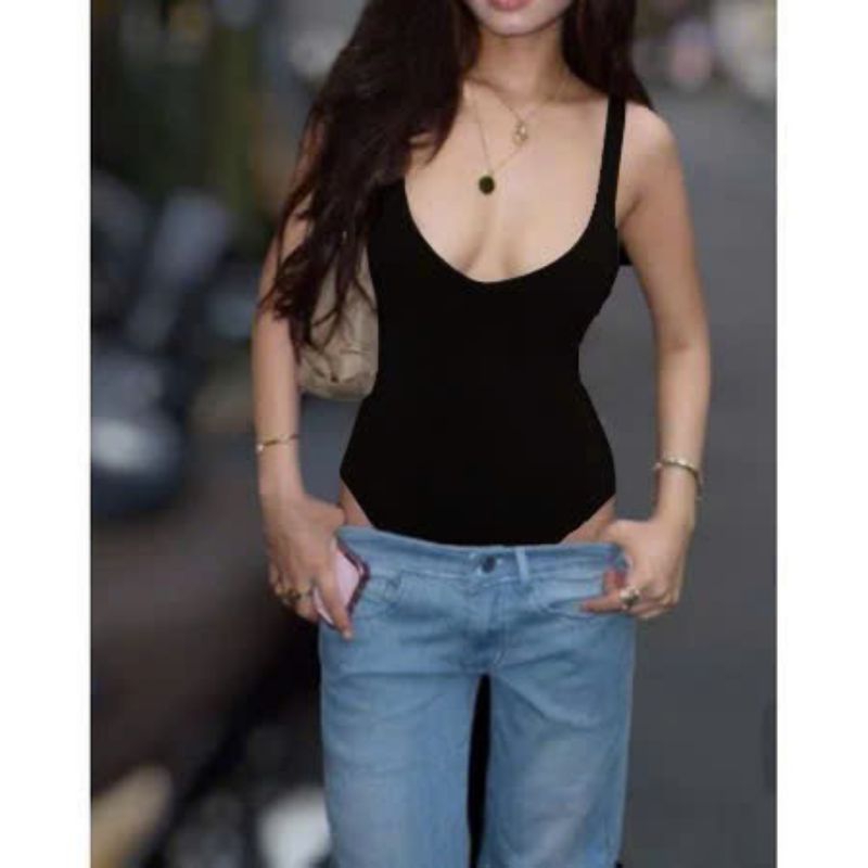 Bodysuit Thun Đen Co Giãn Hai Dây – Phong Cách Gợi Cảm, Dễ Phối Đồ  TingTing 88