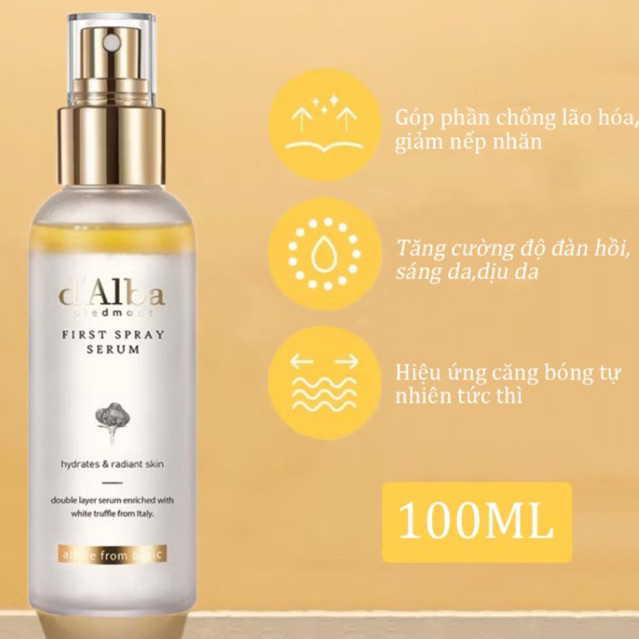 [d’Alba ] Serum dạng xịt khoáng căng bóng da Firt spray 100ml