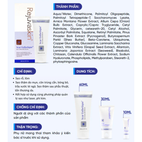 Scar Esthetique 30ml Rejuvaskin kem xóa sẹo thâm/ rỗ/ lõm date 2028
