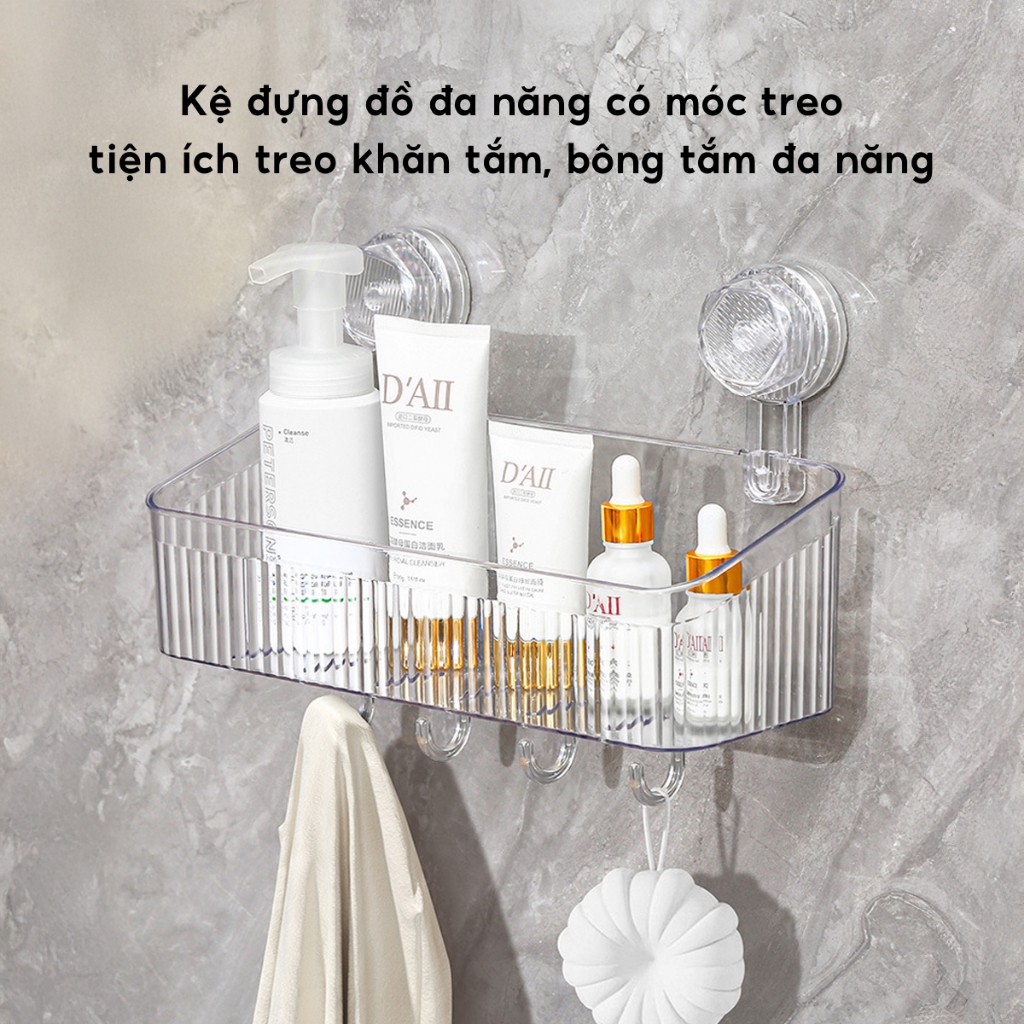 Kệ Đựng Đồ Nhà Tắm Hút Chân Không Trong Suốt JYoohome Kệ Nhựa Dán Tường Đựng Dầu Gội Sữa Tắm Đa Năng