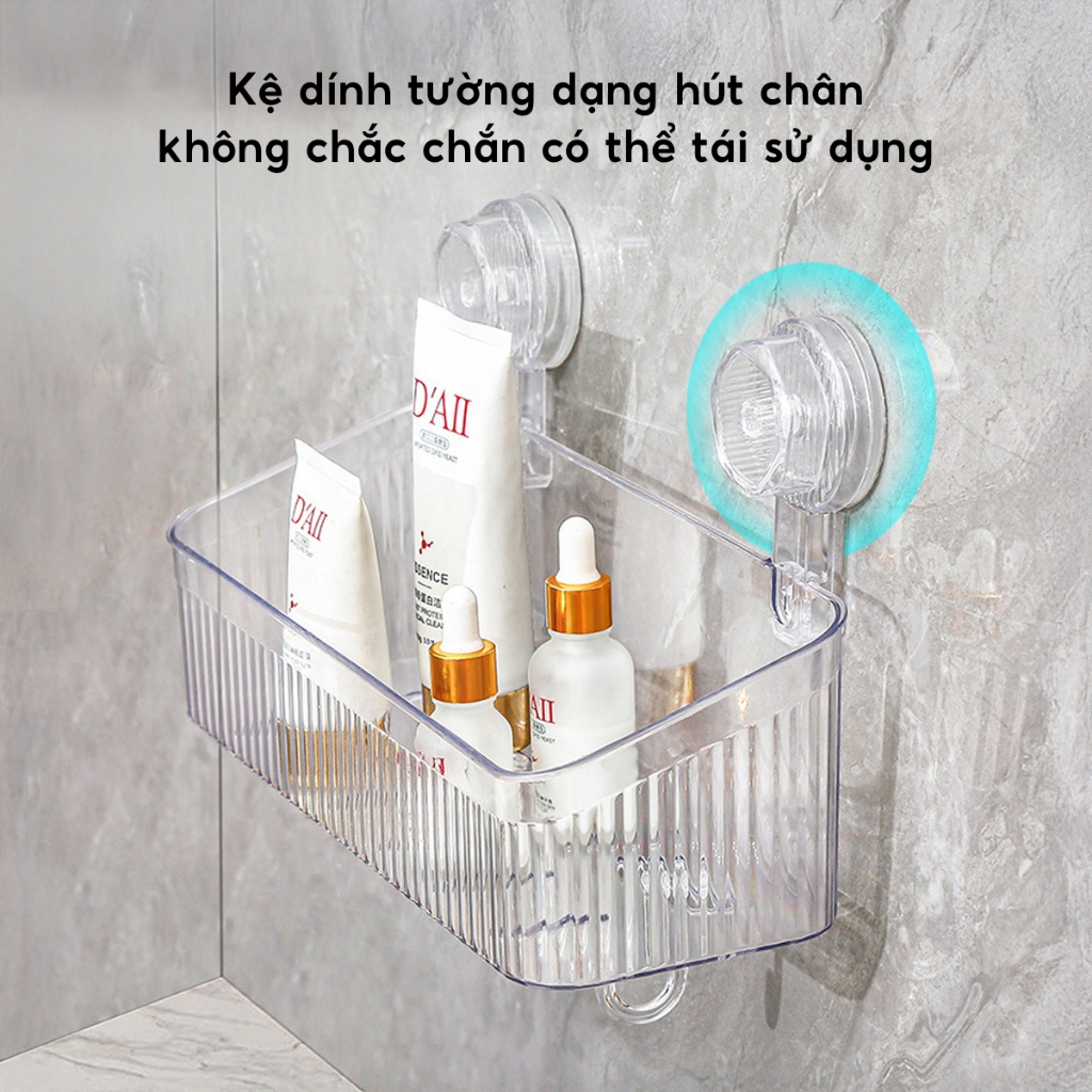 Kệ Đựng Đồ Nhà Tắm Hút Chân Không Trong Suốt JYoohome Kệ Nhựa Dán Tường Đựng Dầu Gội Sữa Tắm Đa Năng