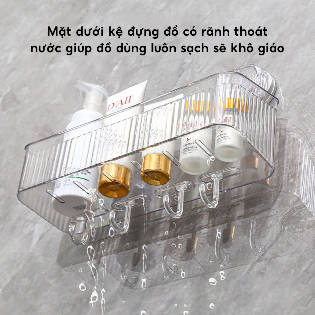 Kệ Đựng Đồ Nhà Tắm Hút Chân Không Trong Suốt JYoohome Kệ Nhựa Dán Tường Đựng Dầu Gội Sữa Tắm Đa Năng