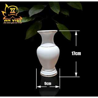 Bình Hoa Gốm Sứ Men Trắng Viền Vàng Thờ Cúng - Nội Thất An Việt - 1515T