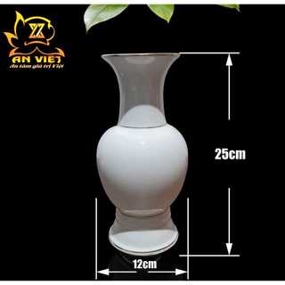 Bình Hoa Gốm Sứ Men Trắng Viền Vàng Thờ Cúng - Nội Thất An Việt - 1515T