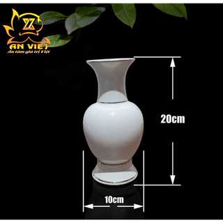 Bình Hoa Gốm Sứ Men Trắng Viền Vàng Thờ Cúng - Nội Thất An Việt - 1515T